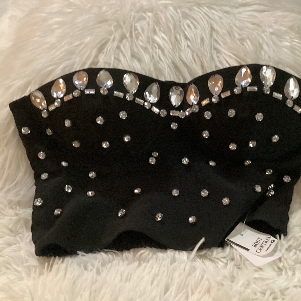 Lip Stick Women Sequins Bustier, Size Medium, Color Black NWT
